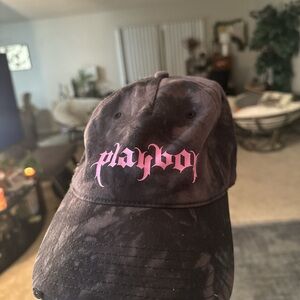 Playboy Black Hat with Pink Script